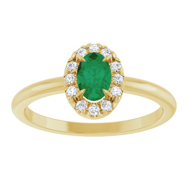14k-yellow-lab-grown-emerald-&-1/10-ctw-natural-diamond-french-set-halo-style-ring