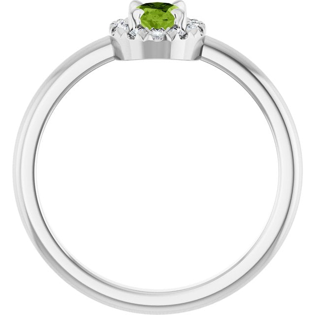 14k-white-natural-peridot-&-1/10-ctw-natural-diamond-french-set-halo-style-ring