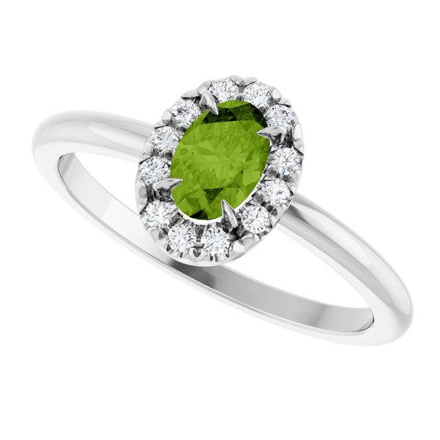 14k-white-natural-peridot-&-1/10-ctw-natural-diamond-french-set-halo-style-ring