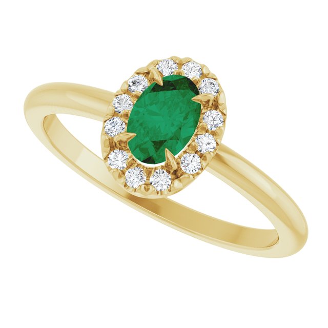 14k-yellow-natural-emerald-&-1/10-ctw-natural-diamond-french-set-halo-style-ring