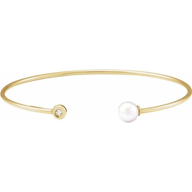 14k-yellow-cultured-white-freshwater-pearl-&-.03-ct-natural-diamond-cuff-7"-bracelet