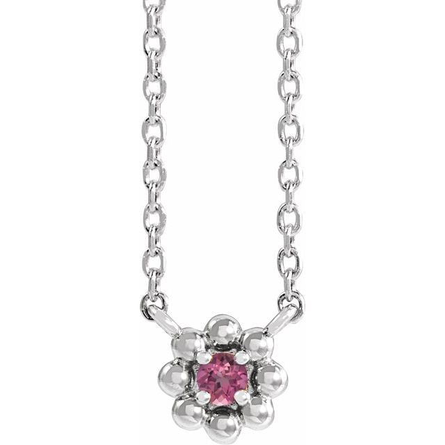 sterling-silver-natural-pink-tourmaline-beaded-youth-16"-necklace