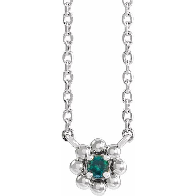 14k-white-natural-alexandrite-beaded-youth-16"-necklace
