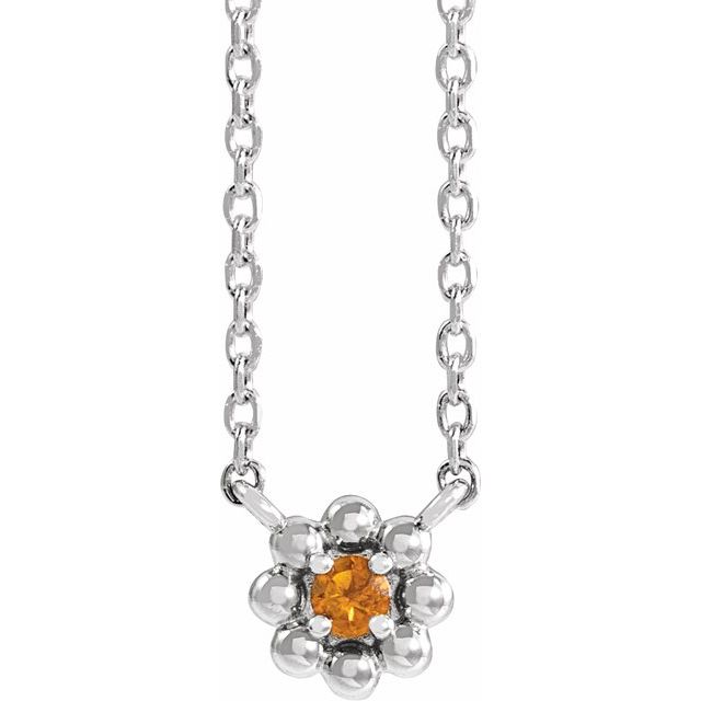 sterling-silver-natural-citrine-beaded-youth-16"-necklace