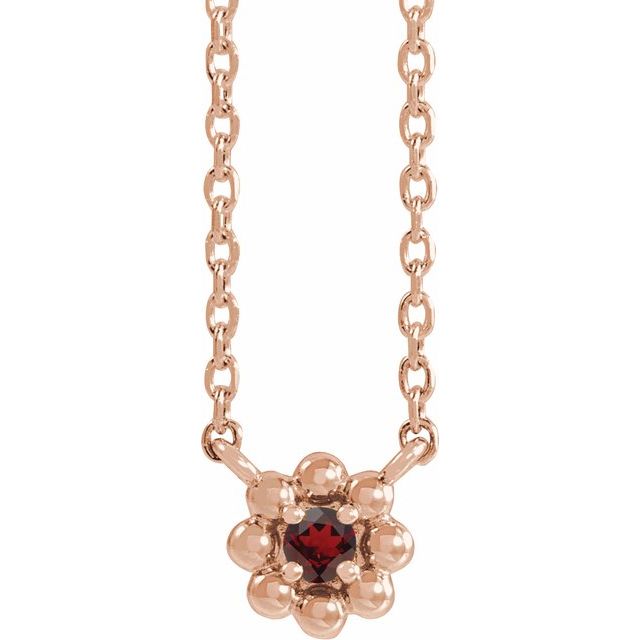 14k-rose-natural-mozambique-garnet-beaded-youth-16"-necklace