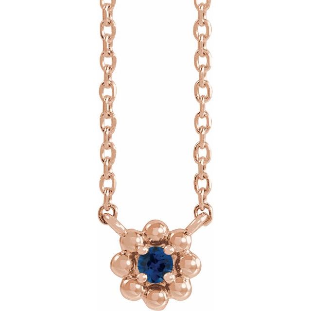 14k-rose-natural-blue-sapphire-beaded-youth-16"-necklace