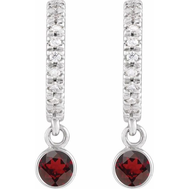 14k-white-natural-mozambique-garnet-&-.08-ctw-natural-diamond-french-set--hoop-earrings