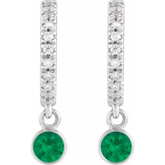 14k-white-natural-emerald-&-.08-ctw-natural-diamond-french-set--hoop-earrings