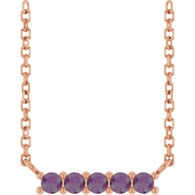 14k-rose-lab-grown-alexandrite-bar-16"-necklace