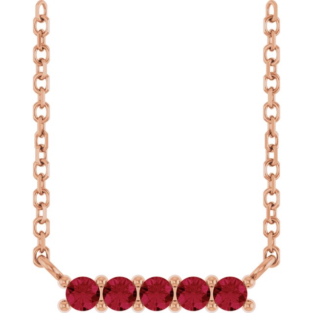 14k-rose-natural-ruby-bar-16"-necklace