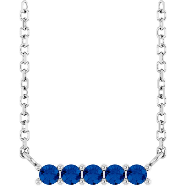 14k-white-lab-grown-blue-sapphire-bar-16"-necklace