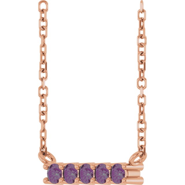 14k-rose-lab-grown-alexandrite-bar-16"-necklace
