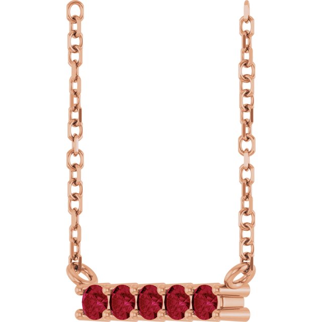 14k-rose-natural-ruby-bar-16"-necklace