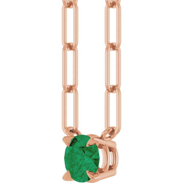 14k-rose-natural-emerald-16"-necklace