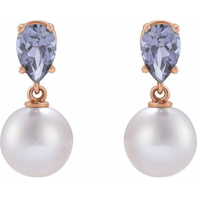14k-rose-cultured-white-akoya-pearl-&-natural-tanzanite-earrings
