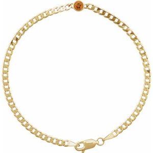 Bezel-Set Solitaire Curb Link Bracelet