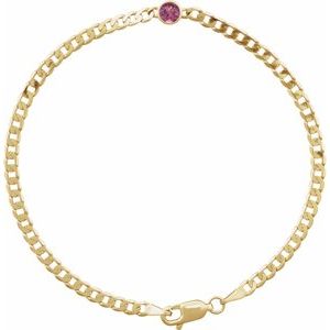 Bezel-Set Solitaire Curb Link Bracelet