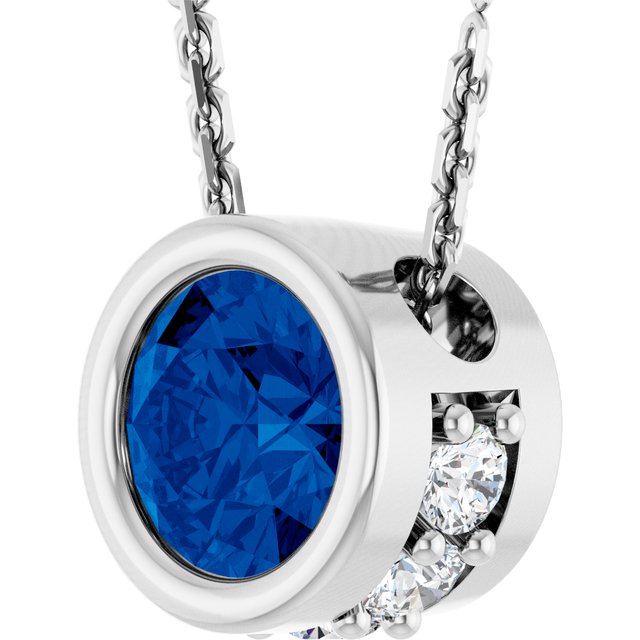 14k-white-lab-grown-blue-sapphire-&-.07-ctw-natural-diamond-18"-necklace