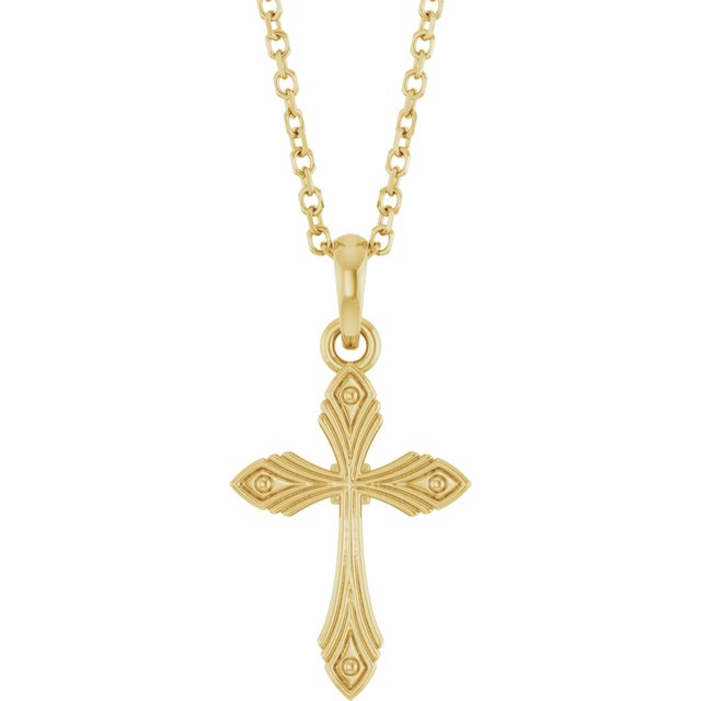 14k-yellow-vintage-inspired-cross-16-18"-necklace