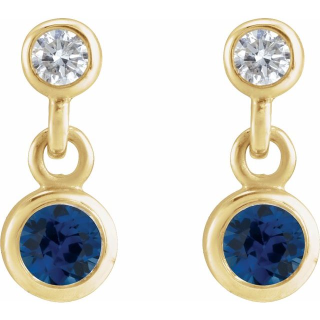 14k-yellow-gold-lab-grown-blue-sapphire-&-.05-ctw-natural-diamond-two-stone-earrings