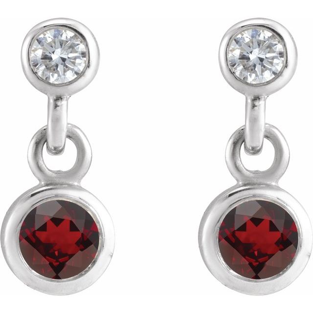 sterling-silver-natural-mozambique-garnet-&-.05-ctw-natural-diamond-two-stone-earrings