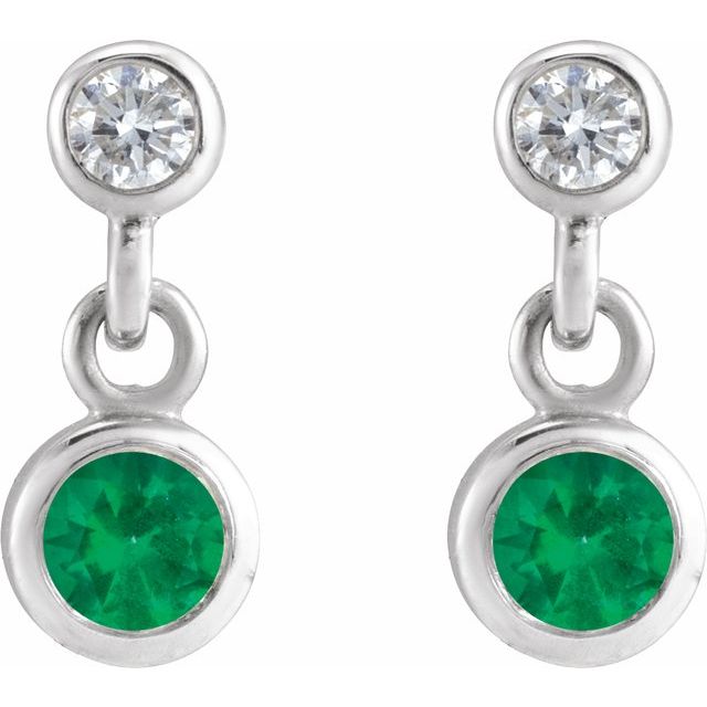 sterling-silver-lab-grown-emerald-&-.05-ctw-natural-diamond-two-stone-earrings