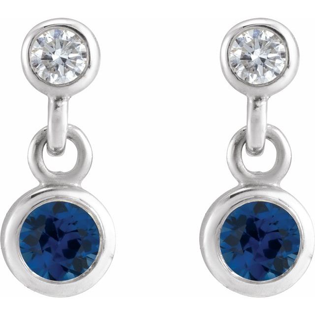 14k-white-gold-lab-grown-blue-sapphire-&-.05-ctw-natural-diamond-two-stone-earrings