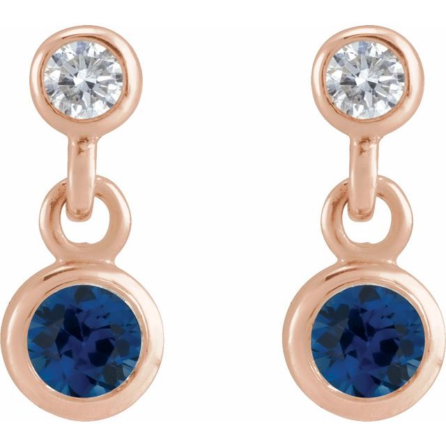 14k-rose-gold-lab-grown-blue-sapphire-&-.05-ctw-natural-diamond-two-stone-earrings