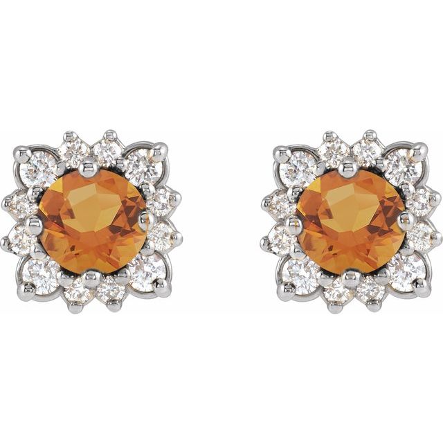14k-white-natural-citrine-&-1/2-ctw-natural-diamond-halo-style-earrings