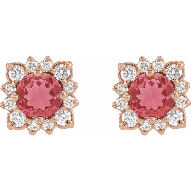 14k-rose-natural-ruby-&-1/2-ctw-natural-diamond-halo-style-earrings