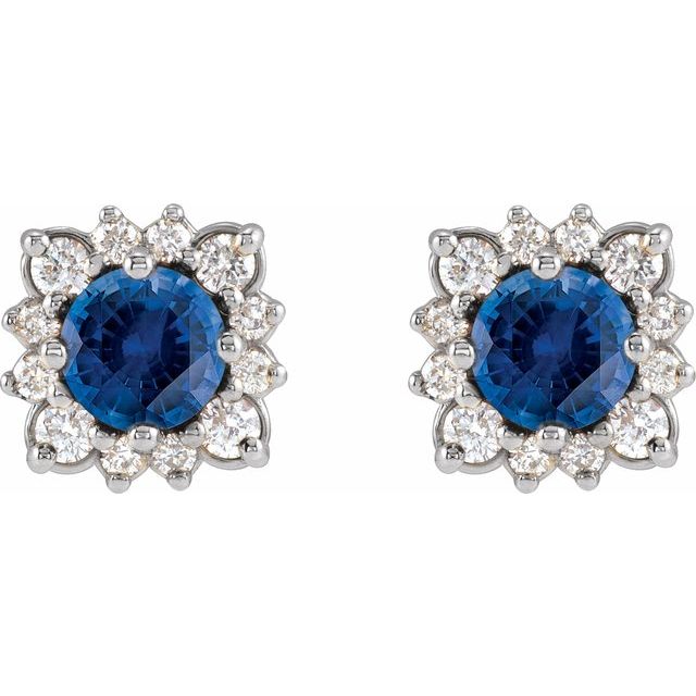 14k-white-lab-grown-blue-sapphire-&-1/2-ctw-natural-diamond-halo-style-earrings
