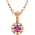 14k-rose--natural-pink-tourmaline-&-.03-ctw-natural-diamond-16-18"-necklace