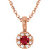 14k-rose--natural-ruby-&-.03-ctw-natural-diamond-16-18"-necklace