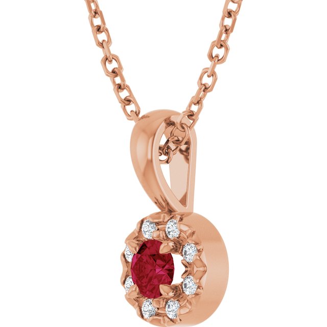 14k-rose--natural-ruby-&-.03-ctw-natural-diamond-16-18"-necklace