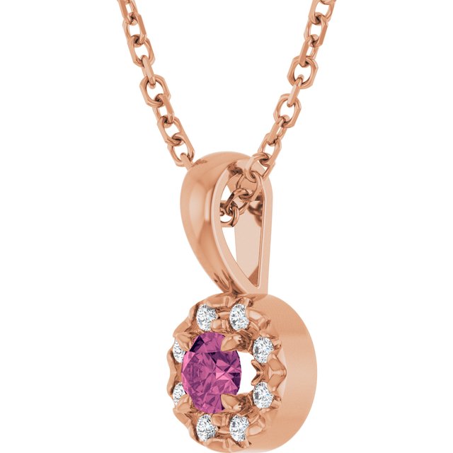 14k-rose--natural-pink-tourmaline-&-.03-ctw-natural-diamond-16-18"-necklace