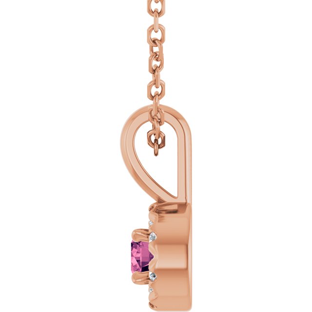 14k-rose--natural-pink-tourmaline-&-.03-ctw-natural-diamond-16-18"-necklace