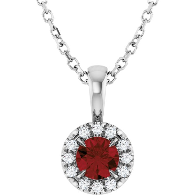 14k-white--natural-mozambique-garnet-&-.05-ctw-natural-diamond-16-18"-necklace