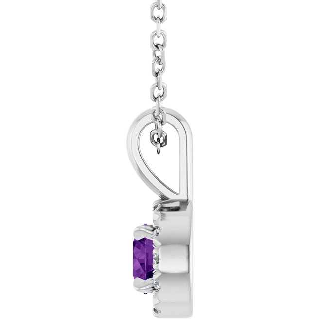 14k-white--natural-amethyst-&-.05-ctw-natural-diamond-16-18"-necklace