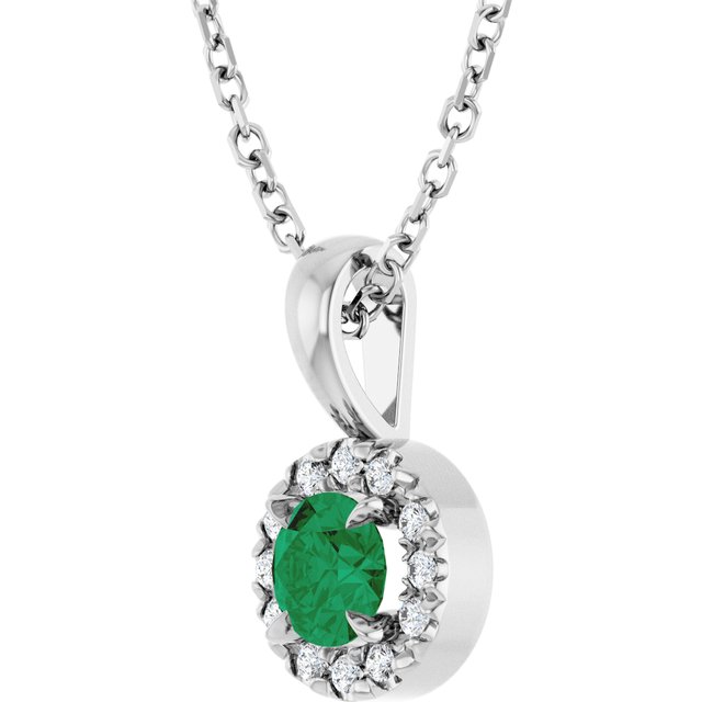 14k-white--natural-emerald-&-.05-ctw-natural-diamond-16-18"-necklace