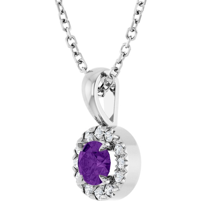 14k-white--natural-amethyst-&-.05-ctw-natural-diamond-16-18"-necklace