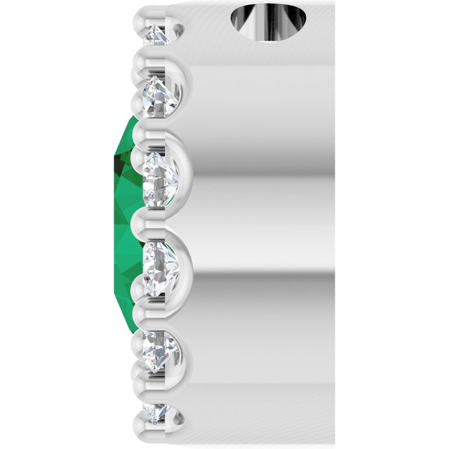 14k-white-lab-grown-emerald-&-1/10-ct-natural-diamond-halo-style-pendant