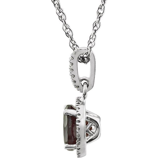 14k-white-natural-mozambique-garnet-&-1/10-ctw-natural-diamond-18"-necklace