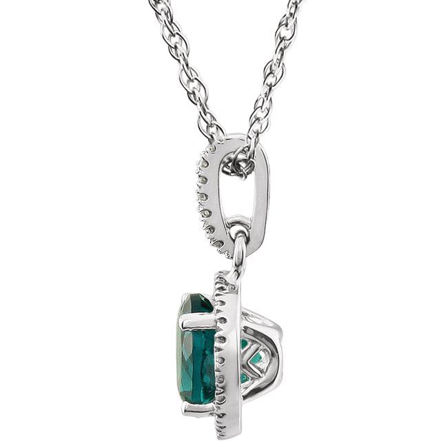 14k-white-gold-lab-grown-emerald-&-1/10-ctw-natural-diamond-18"-necklace