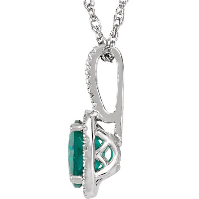 sterling-silver--lab-grown-emerald-&-.015-ctw-natural-diamond-18"-necklace