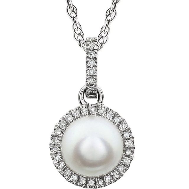 14k-white-cultured-white-freshwater-pearl-&-1/10-ctw-natural-diamond-18"-necklace