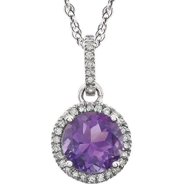 14k-white-natural-amethyst-&-1/10-ctw-natural-diamond-18"-necklace