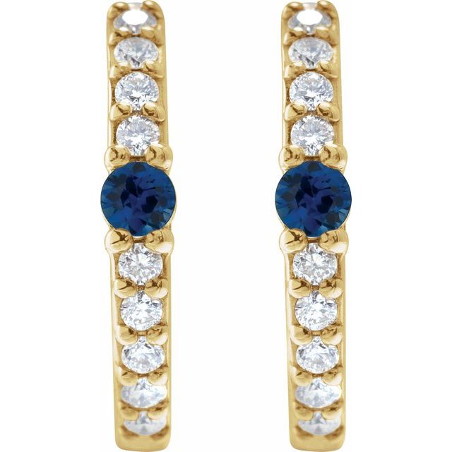 14k-yellow-gold-lab-grown-blue-sapphire-&-1/8-ctw-natural-diamond--hoop-earring