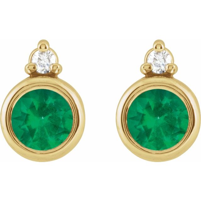 14k-yellow--lab-grown-emerald-&-.03-ctw-natural-diamond-earrings