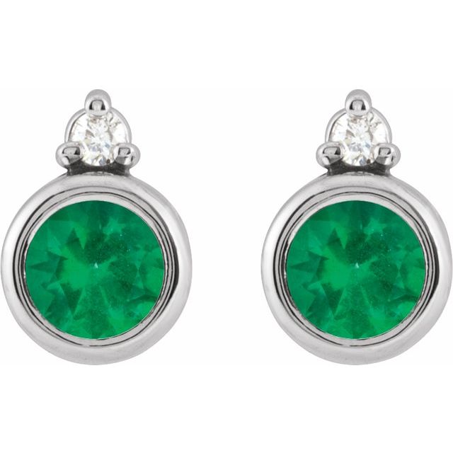14k-white--natural-emerald-&-.03-ctw-natural-diamond-earrings