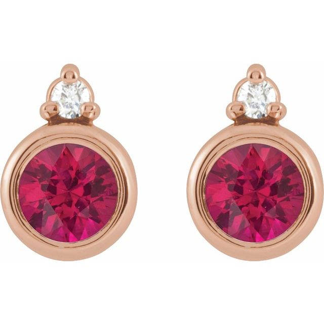14k-rose--lab-grown-ruby-&-.03-ctw-natural-diamond-earrings